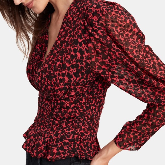 intermix iro zapata puff sleeve silk top